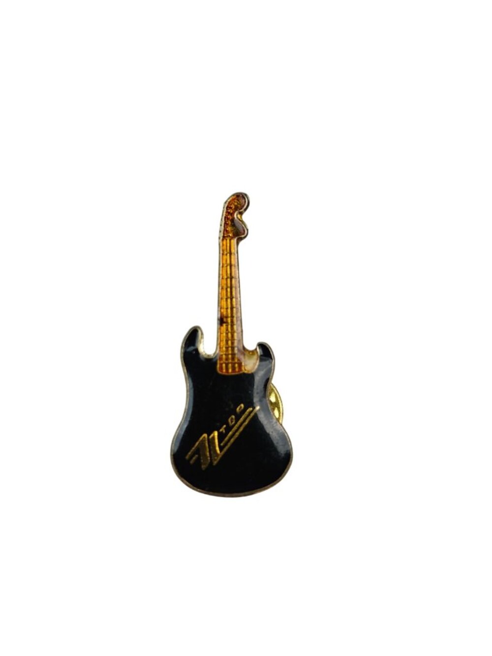 Vintage ZZ Top Lapel Pin Enamel Guitar-Shaped Gold & Black Classic Rock